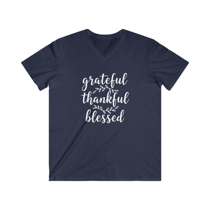 GRATEFUL THANKFUL BLESSED - PREMIUM V-NECK T-SHIRT
