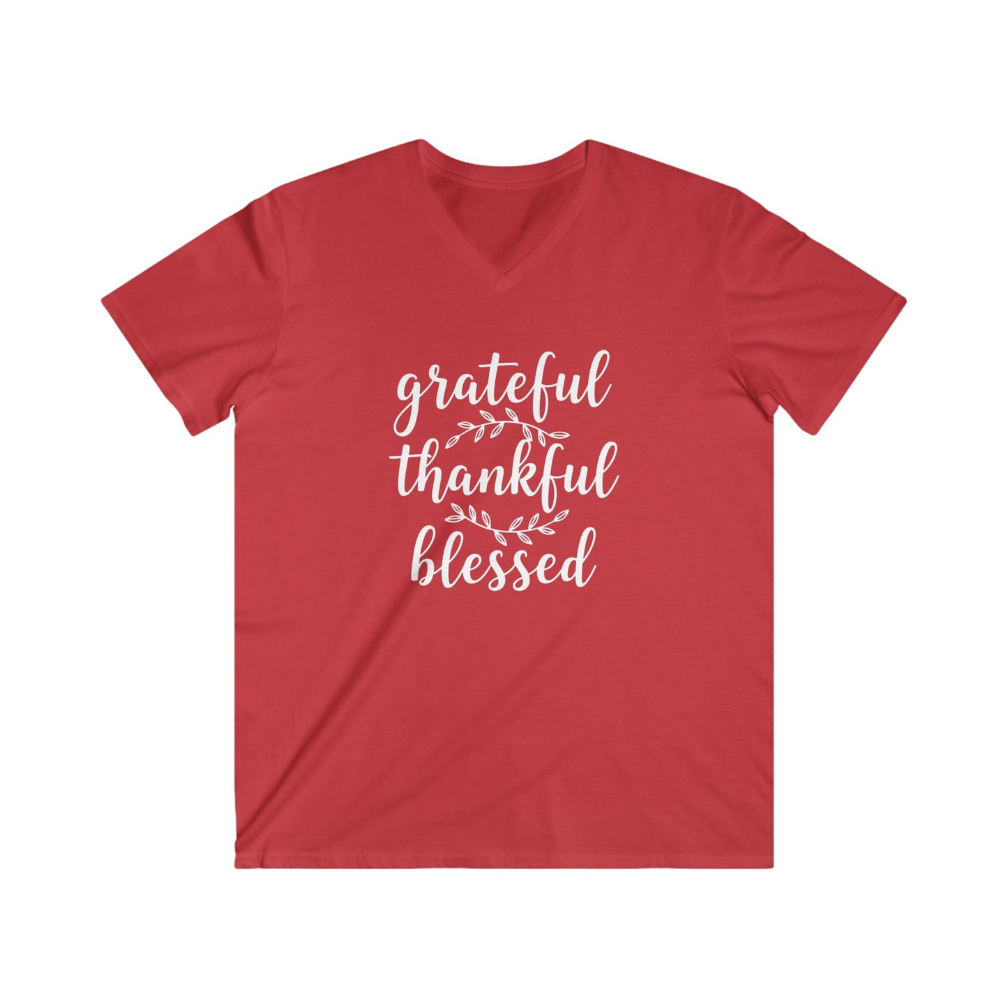GRATEFUL THANKFUL BLESSED - PREMIUM V-NECK T-SHIRT