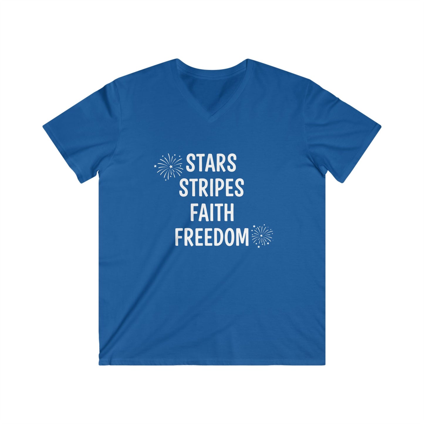 STARS STRIPES FAITH FREEDOM - V-NECK PREMIUM T-SHIRT
