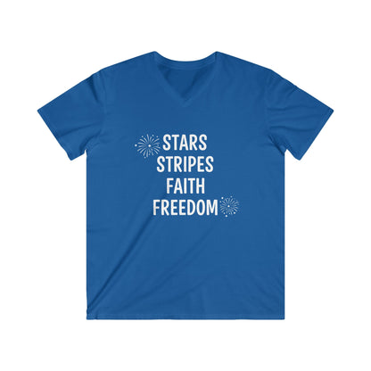 STARS STRIPES FAITH FREEDOM - V-NECK PREMIUM T-SHIRT