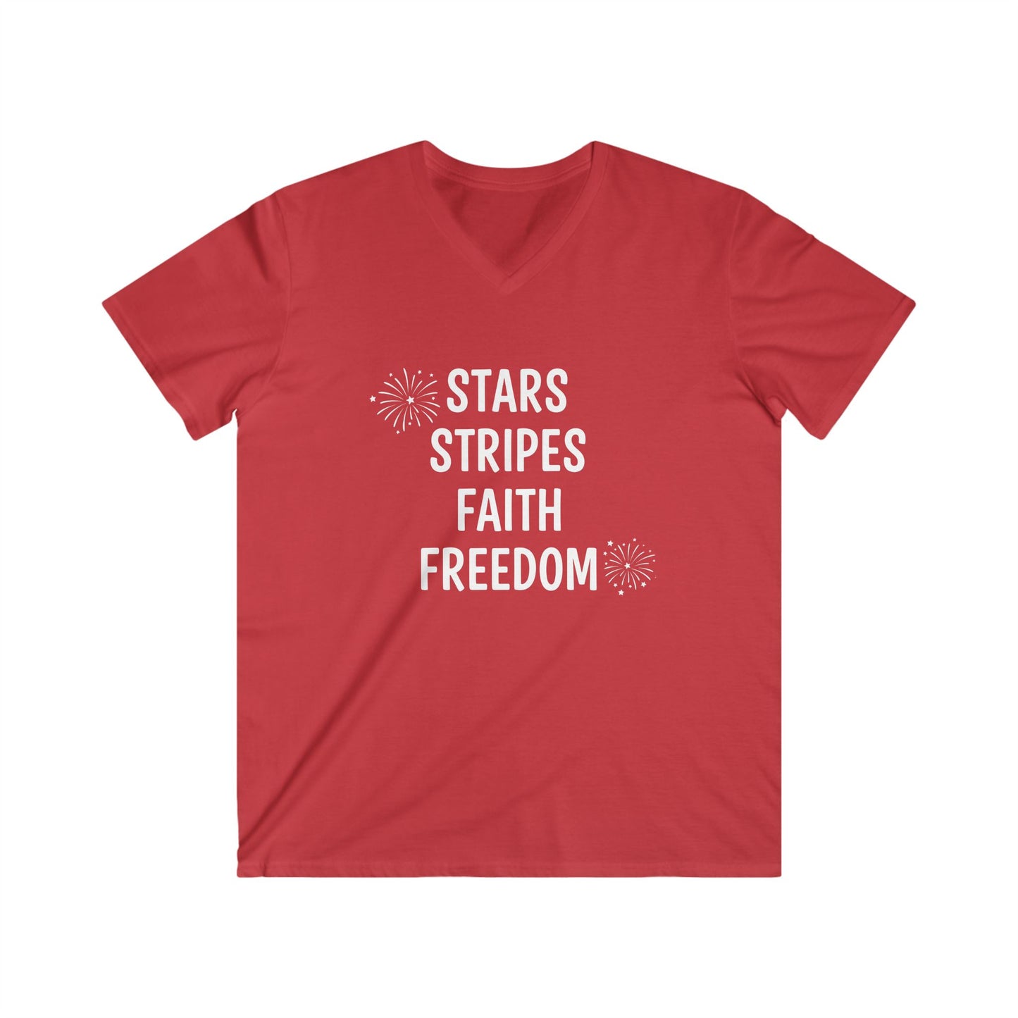 STARS STRIPES FAITH FREEDOM - V-NECK PREMIUM T-SHIRT