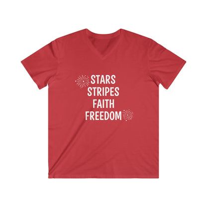 STARS STRIPES FAITH FREEDOM - V-NECK PREMIUM T-SHIRT