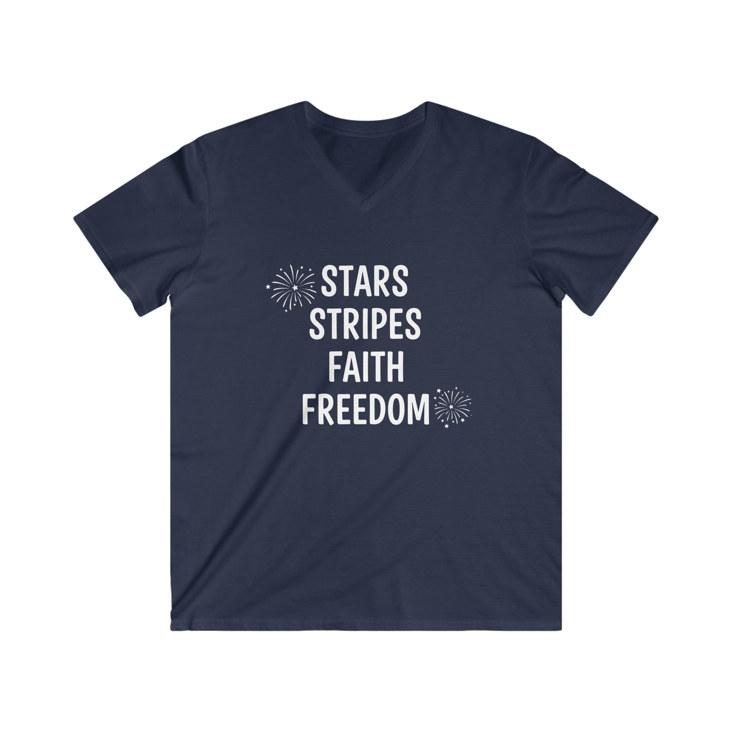 STARS STRIPES FAITH FREEDOM - V-NECK PREMIUM T-SHIRT