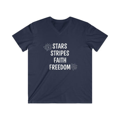 STARS STRIPES FAITH FREEDOM - V-NECK PREMIUM T-SHIRT