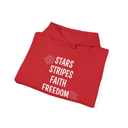 STARS STRIPES FAITH FREEDOM - MEDIUM-HEAVY WEIGHT HOODIE