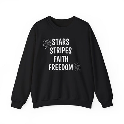 STARS STRIPES FAITH FREEDOM - MEDIUM-HEAVY WEIGHT SWEATSHIRT