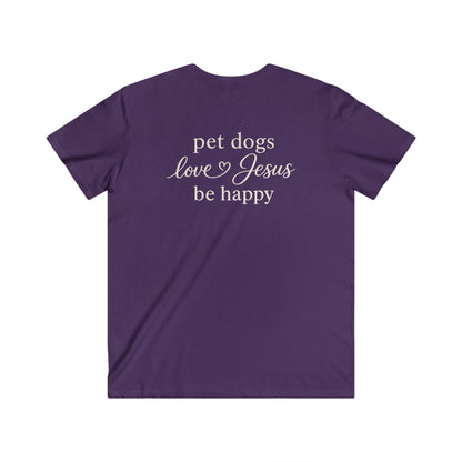 PET DOGS LOVE JESUS - V-NECK PREMIUM T-SHIRT