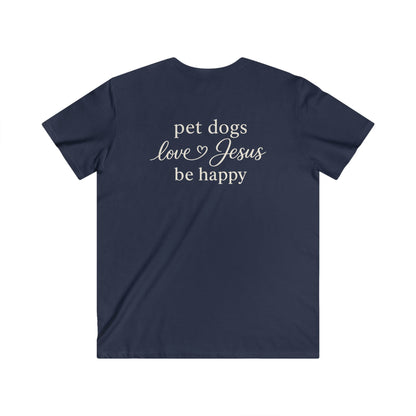 PET DOGS LOVE JESUS - V-NECK PREMIUM T-SHIRT
