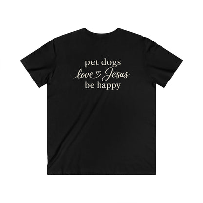 PET DOGS LOVE JESUS - V-NECK PREMIUM T-SHIRT
