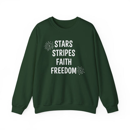 STARS STRIPES FAITH FREEDOM - MEDIUM-HEAVY WEIGHT SWEATSHIRT