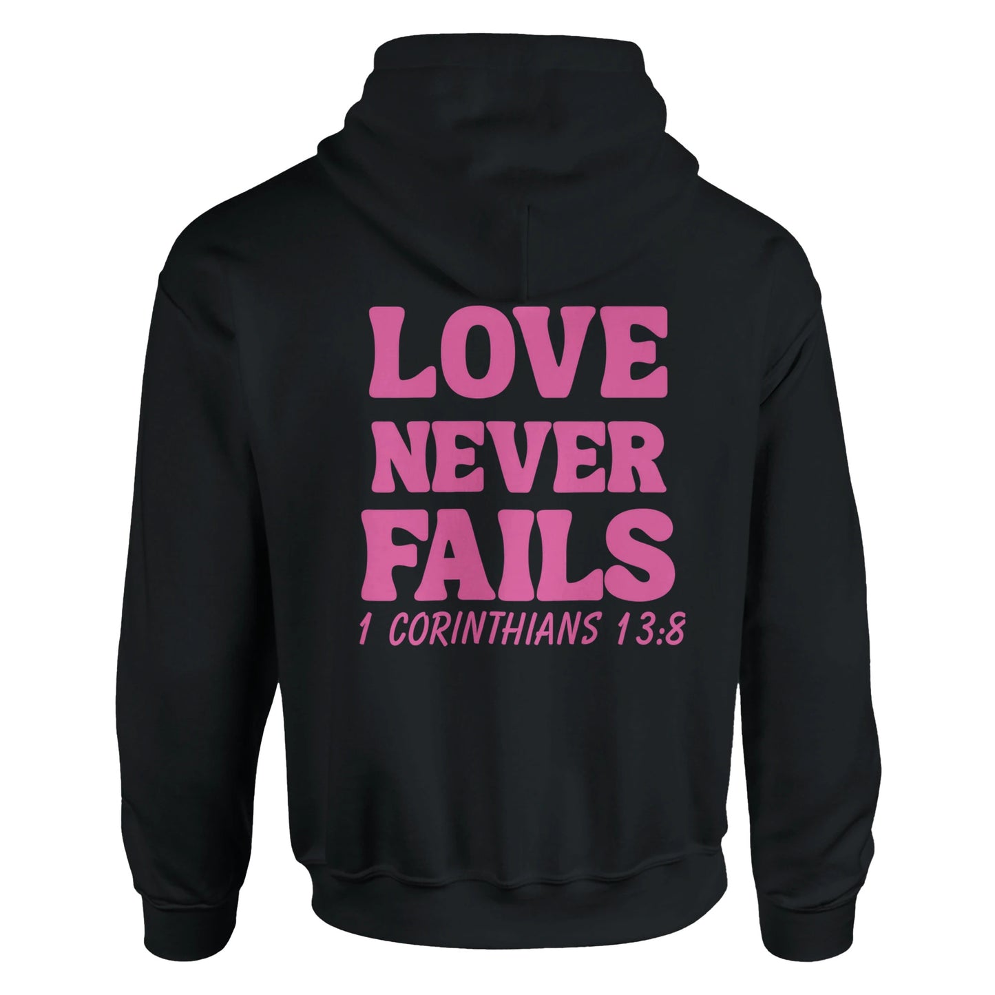 Love Never Fails Heavy Blend Hoodie – Soft Cotton-Polyester Blend